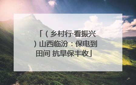 （乡村行·看振兴）山西临汾：保电到田间 抗旱保丰收