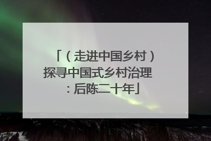 （走进中国乡村）探寻中国式乡村治理：后陈二十年