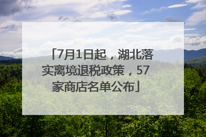7月1日起，湖北落实离境退税政策，57家商店名单公布