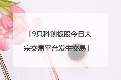 9只科创板股今日大宗交易平台发生交易